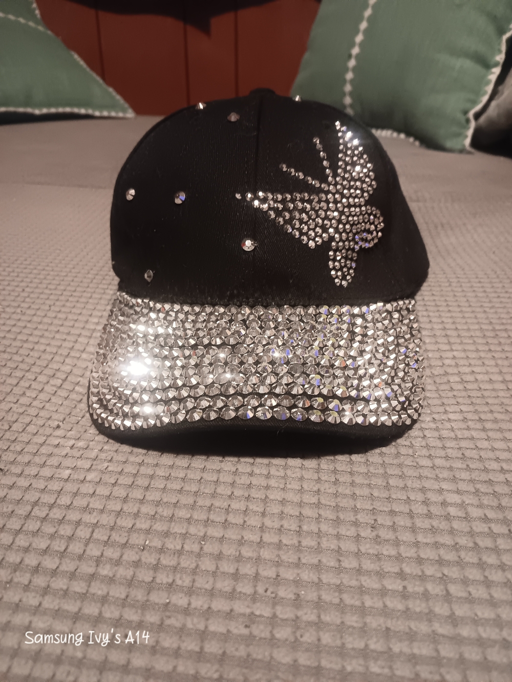 Black Rhinestone Butterfly Baseball Cap